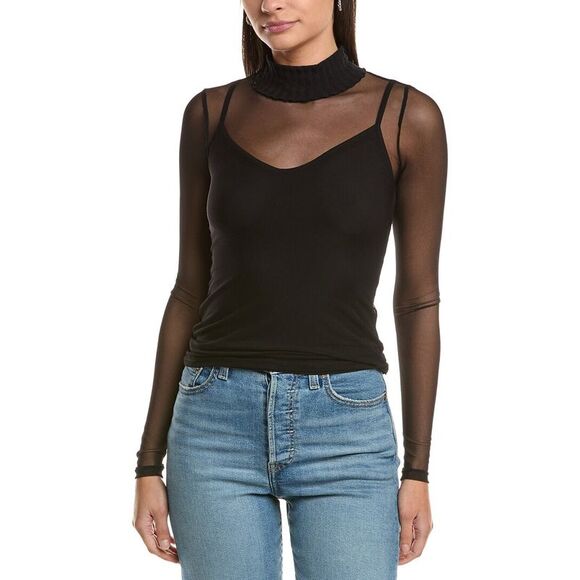 Project Social T Tops - Project Social T Womens  Serafina Layered Mesh Top, Black